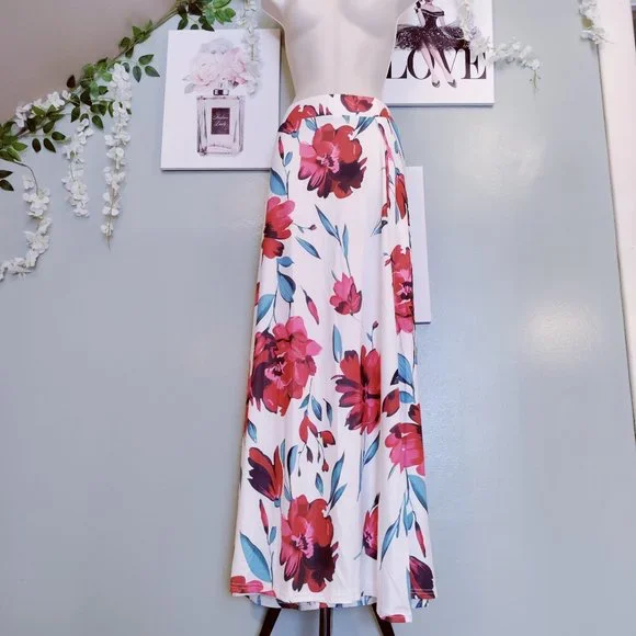 Maxi Thigh Split Skirt Floral Print - Picture 2 of 5